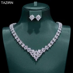 2024 Luxury Bridal Jewelry Set Cubic Zirconia 2pcs Necklace and Earrings Sets for Wedding Pageant Party Prom Gifts for Women/Mom