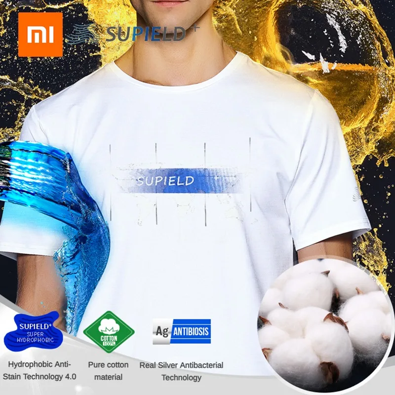 Mijia SUPIELD T-shirt Men's Waterproof and Stain Resistant T-shirt High Tech Nano Pure Cotton Night Glow Short Sleeves