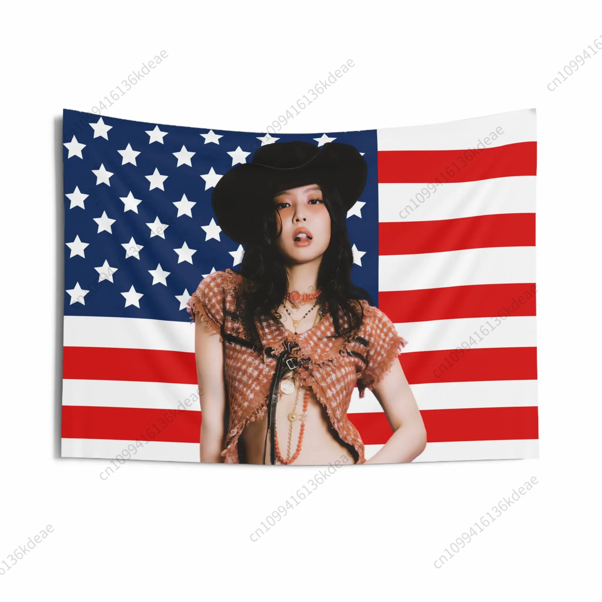 Unique Aesthetic BP Poster Tapestry Jennie Cowgirl American Flags Wall Tapestries Concert Banners Home Decor Room Backdrop Cloth