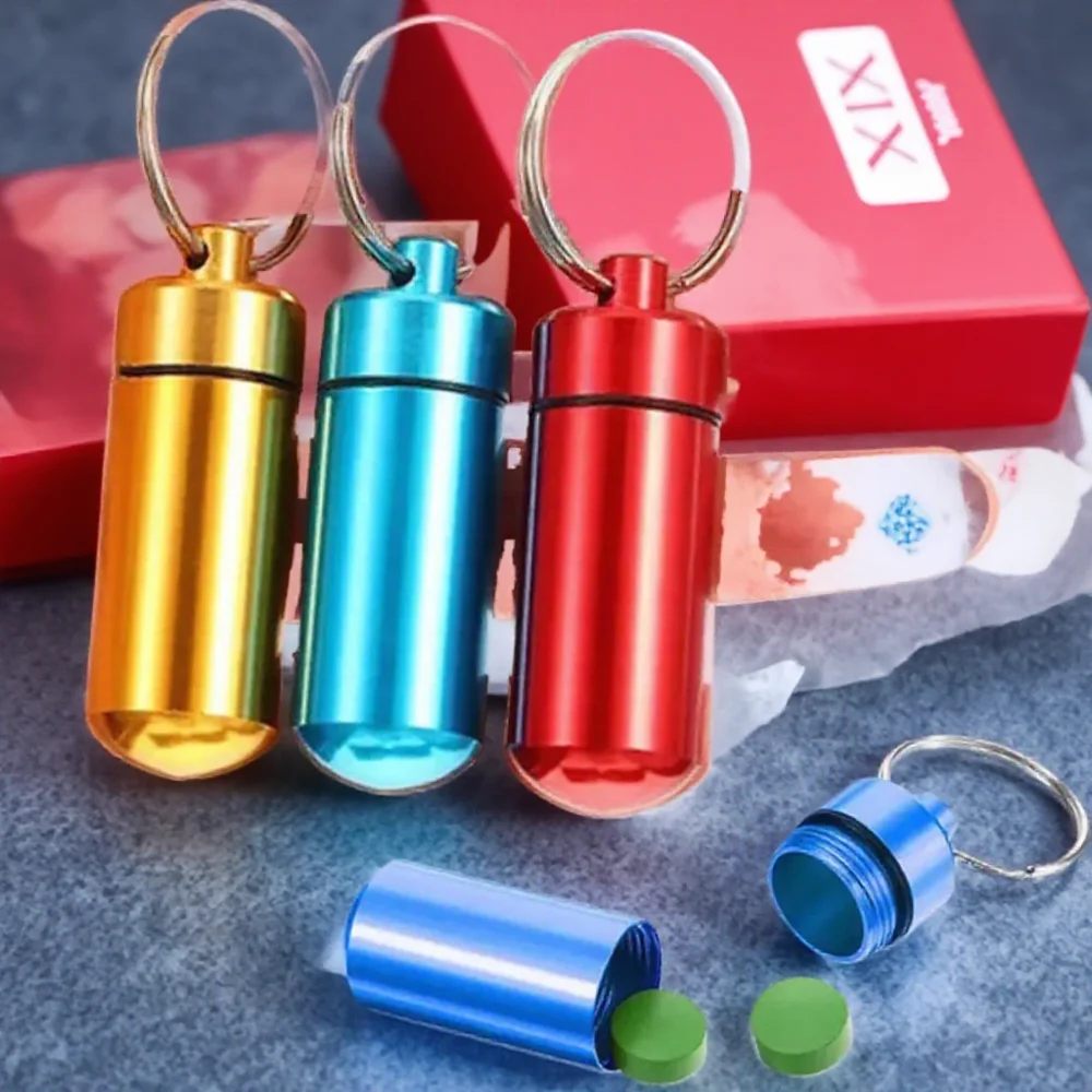 Portable Mini Waterproof Aluminum Pill Box Container Organizer for Medicine Vitamins Fish Oils Travel Storage