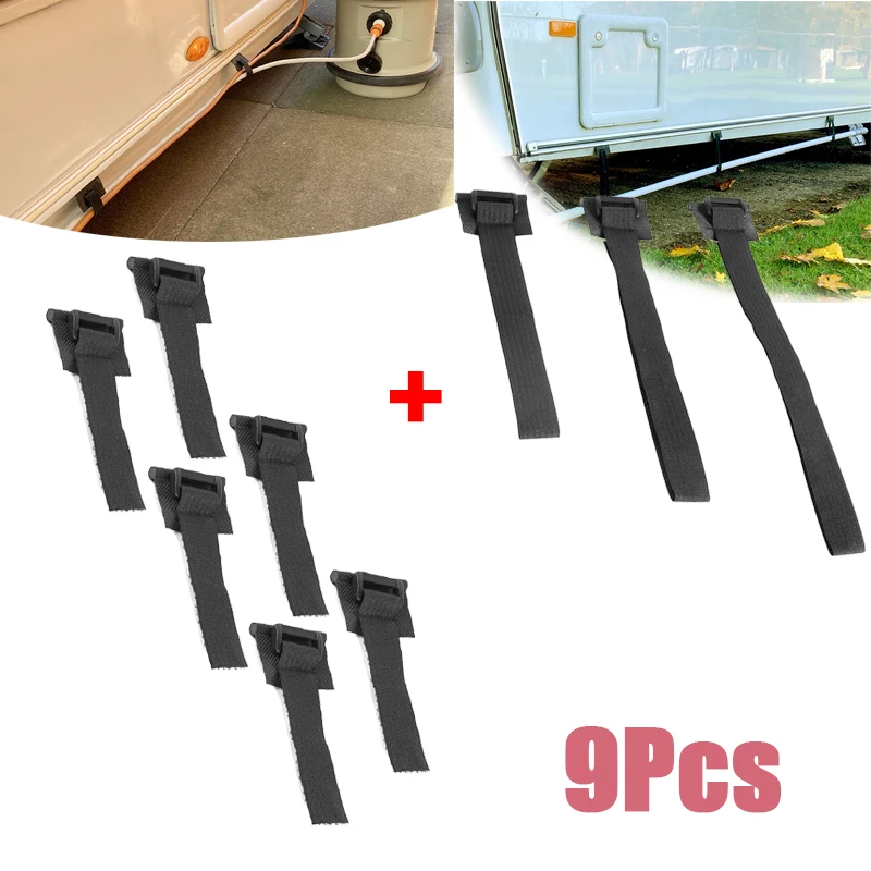 

6PCS Caravan EHU Cable Fresh Water Inlet Pipe Support Straps And 3PCS Caravan Waste Water Pipe Straps RV Accessories