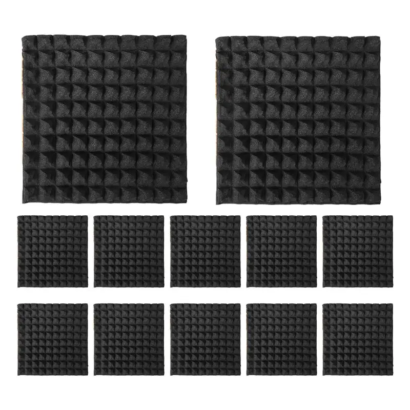 A27F-12 Pack Self-Adhesive Sound Proof Foam Panels 2X12x12inch Acoustic Panels With High Density,Pyramid Design Acoustic Foam