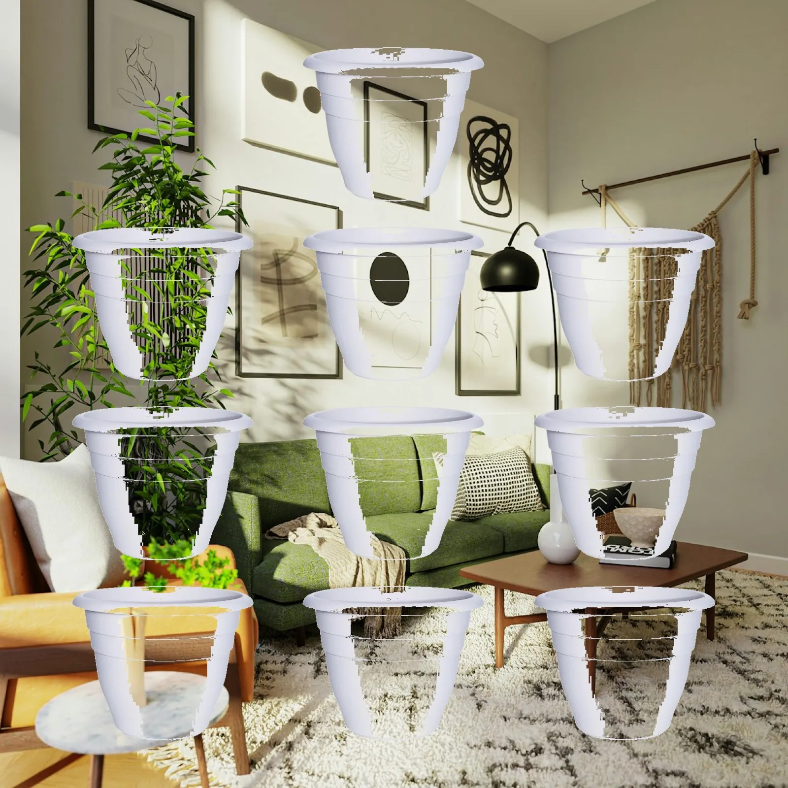 10x Flower Pots Garden Pots Simple Appearance, Decorative, Planters for Living Rooms Offices Indoor Outdoor Home Balconies
