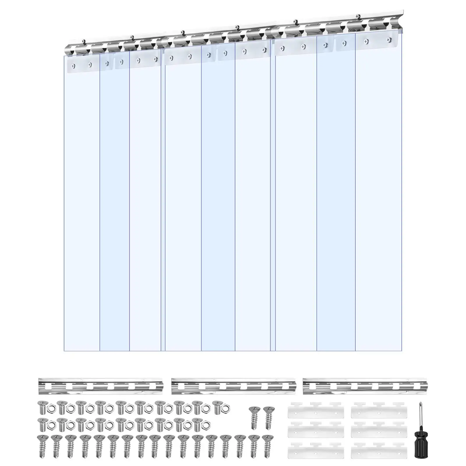 Clear PVC Strip Curtain 84 in Height 36 in Width 0.08 in Thickness 6 PCS Thermal Insulating Door Strips for Walk In Freezer Cooler for warehouse Garage