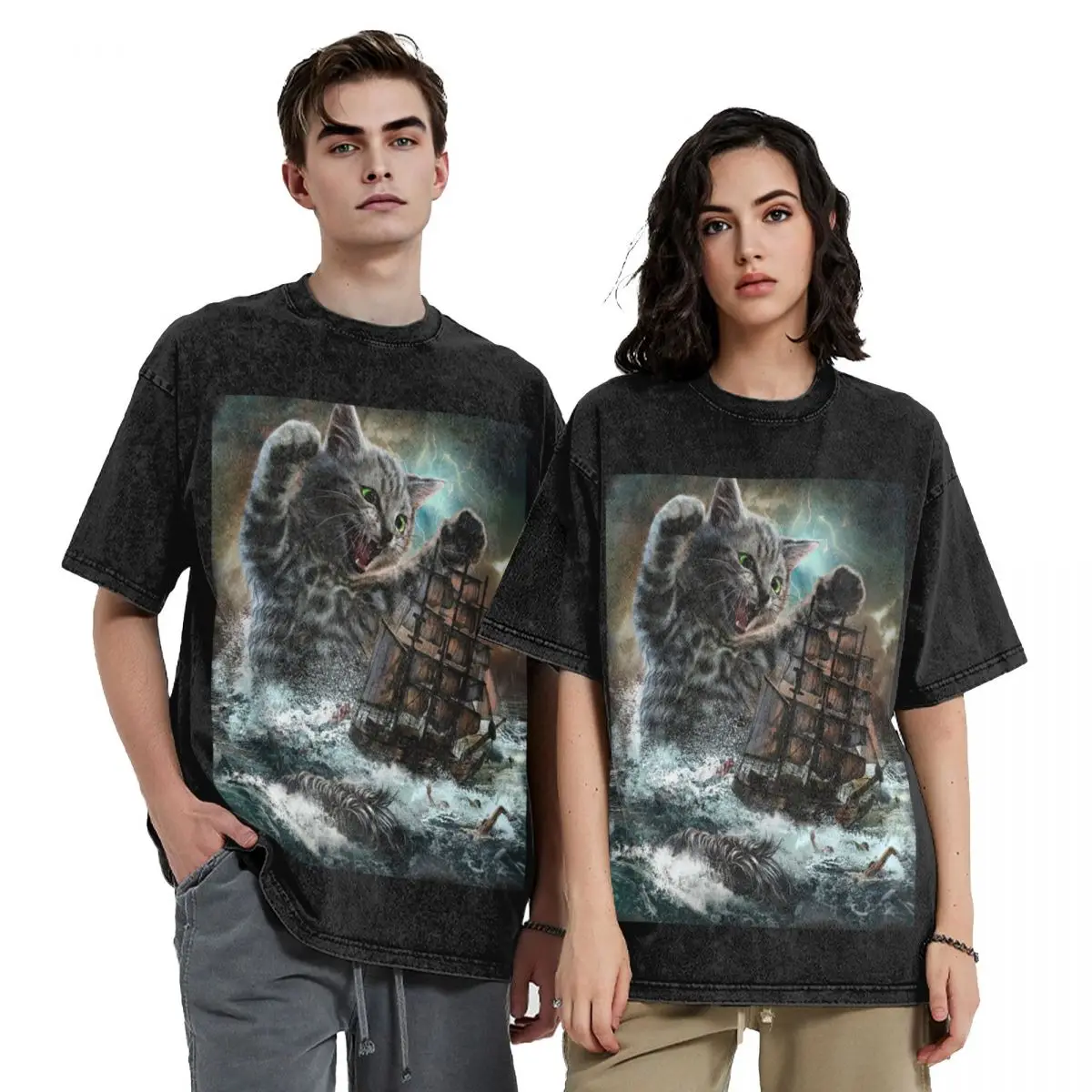 

Monster Tabby Cat Ambush Battle Ship T-Shirt gifts for boyfriend vintage anime shirt sweat Aesthetic clothing men clothing