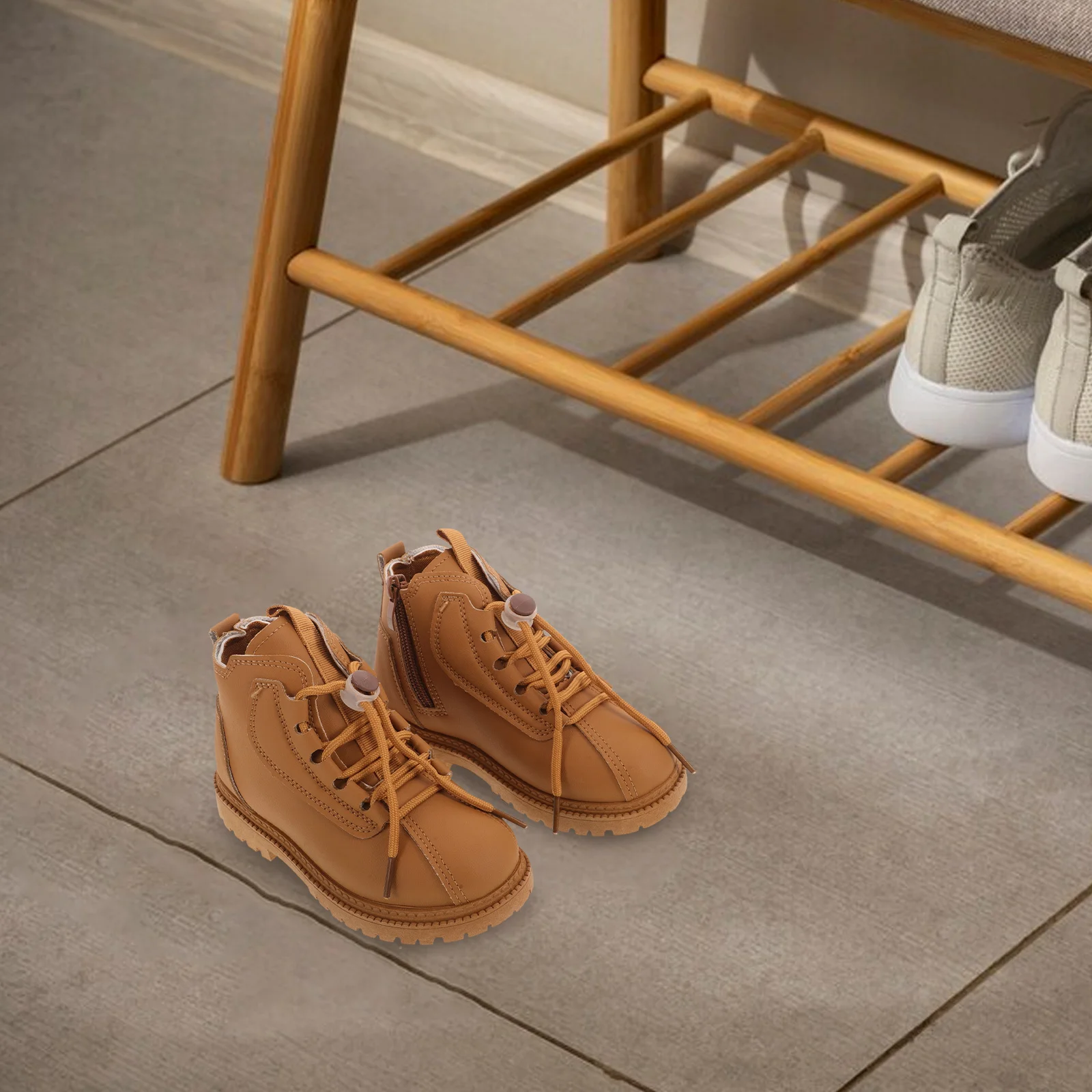 

1 пара детских повседневных ботинок из искусственной кожи, нескользящая обувь в корейском стиле на шнуровке для мальчиков и девочек, обувь для маленьких девочек