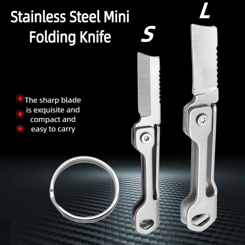 EDC Mini Keychain Folding Cutter Stainless Steel Portable Small Utility Tool for Unboxing Camping Hiking Daily Carry Gift