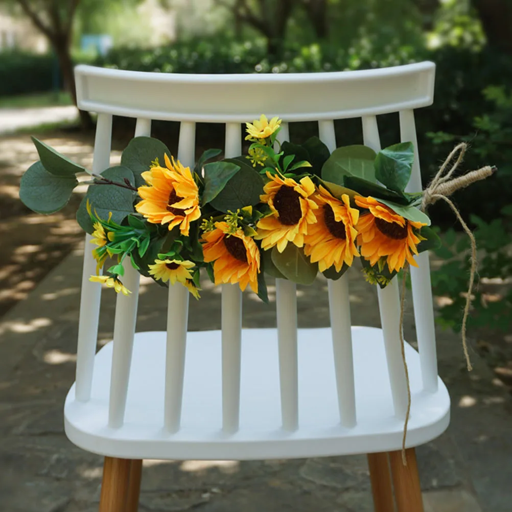 

Faux Sunflower Chair Back Decor Fake Flower nament European Style Simple Elegant Wedding Party Decoration Realistic