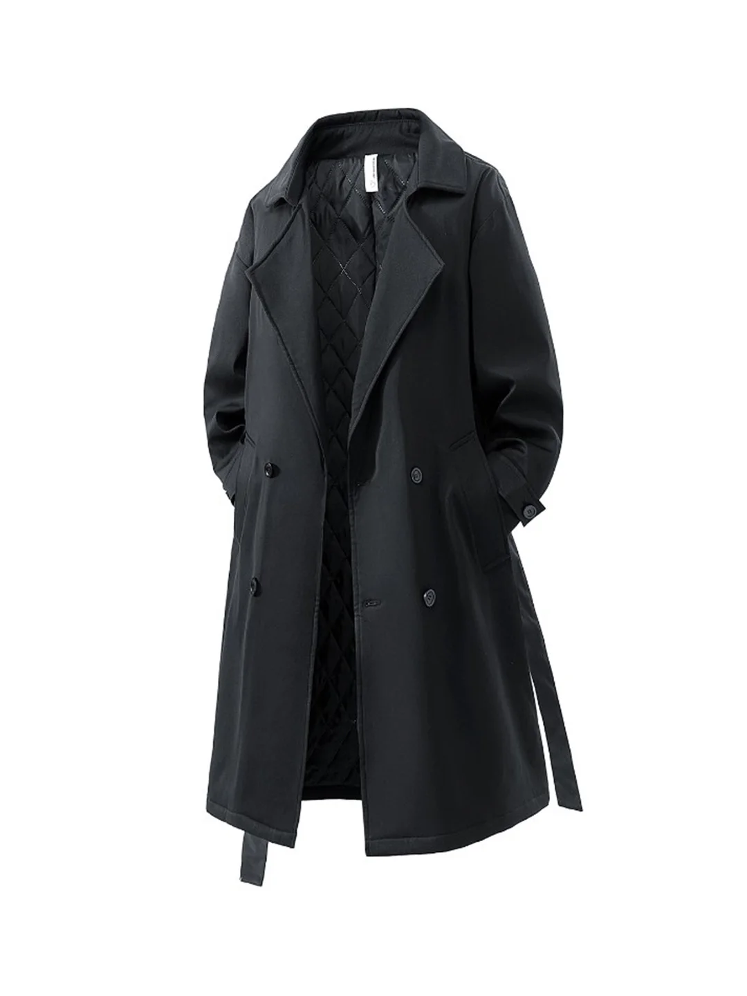 

Мужское длинное двубортное пальто ниже колена с хлопковой подкладкой, теплое, модное, универсальное, средней длины, осенне-зимняя верхняя одежда