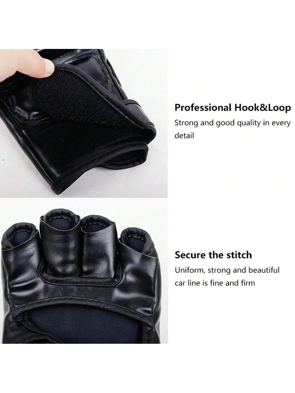 1 Pair Professional Boxing Gloves Half Finger Leather Cushion for Adult Sanda Boxing Training Sandbag Knuckles