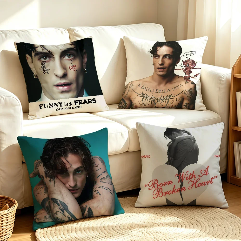 Singer D-Damiano David cushion cover Soft Smooth Pillow Case Hidden Zipper Washable Decorative Couch Office Gift