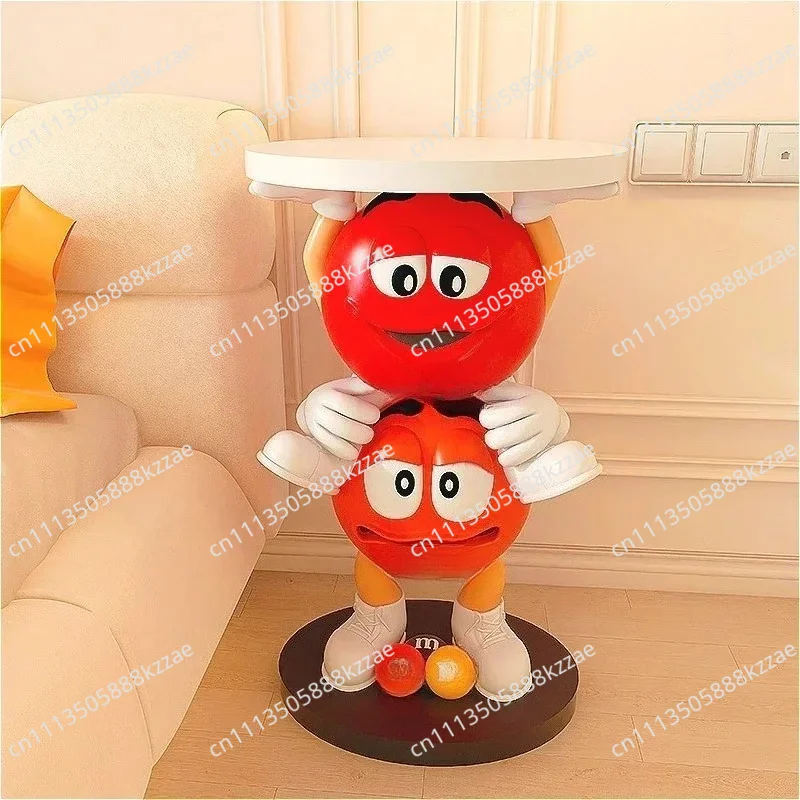 M Letter Cartoon Coffee Bean Table Living Room Bedside Table Ornaments, Floor-standing Sofa Coffee Table Furniture Decorations