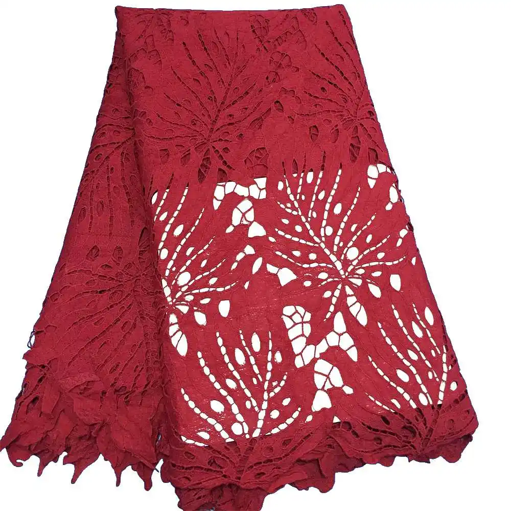 

NEW African Guipure Lace Fabrics High Quality Nigerian Swiss Voile In Switzerland Cord Lace Fabric 5 Yards For Wedding Dress