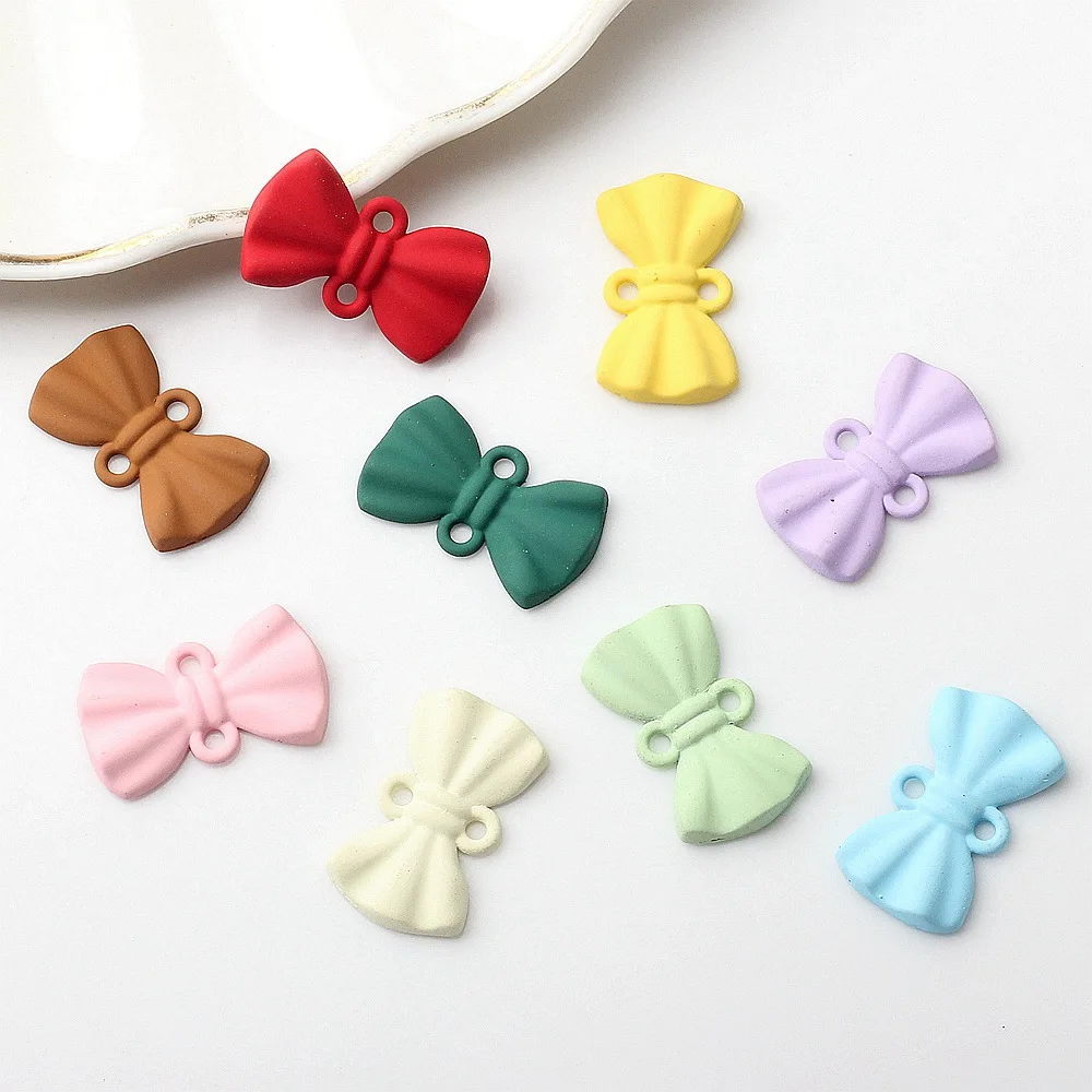 10pcs Alloy Candy Color Charms Bowknot Pendant Connector For Jewelry Making Handmade DIY Bracelet Earrings Necklace Ornament