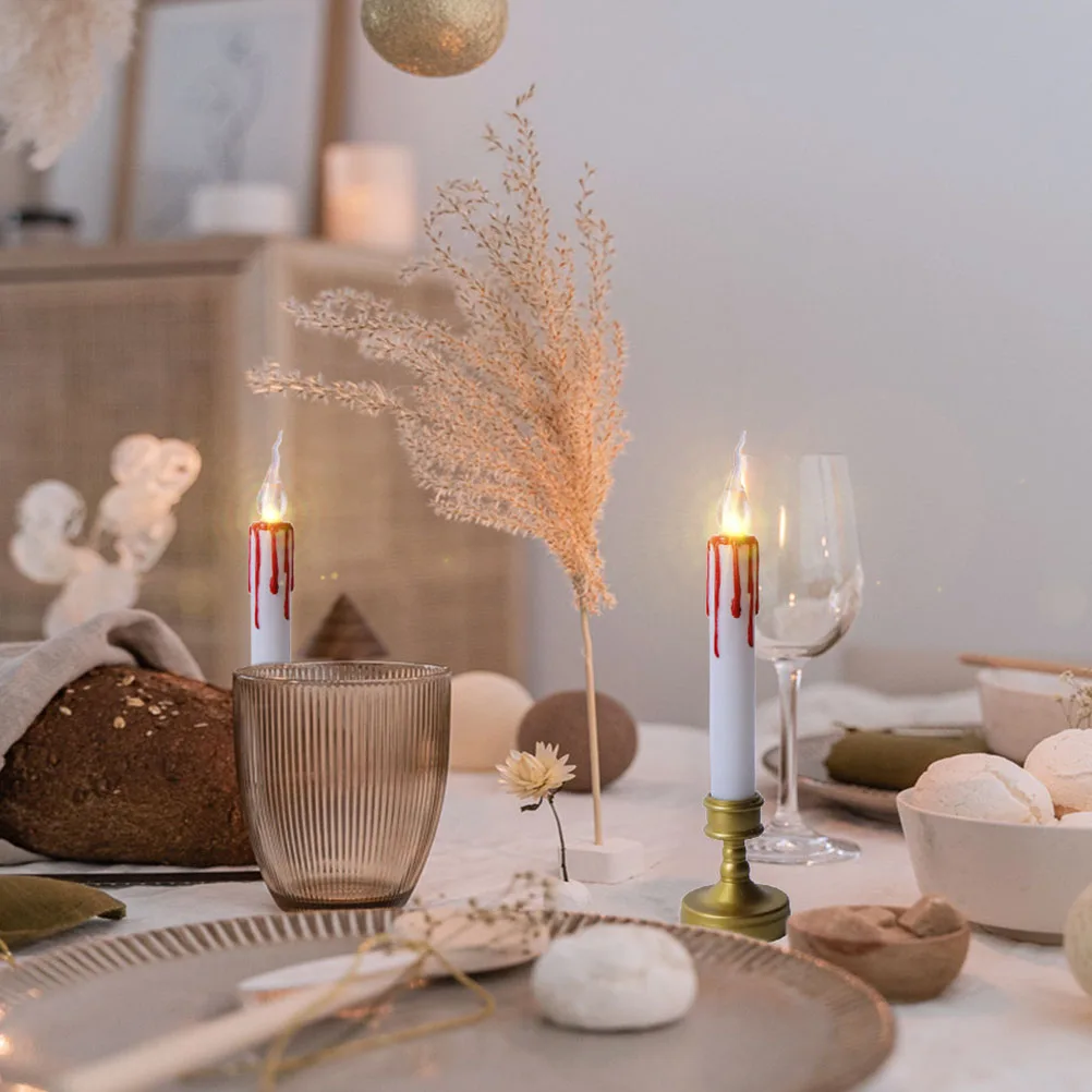 شموع LED طويلة الشريط عديمة اللهب تعمل بشكل مستدق شمعدانات وامضة لنوافذ عيد الميلاد ديكور المنزل