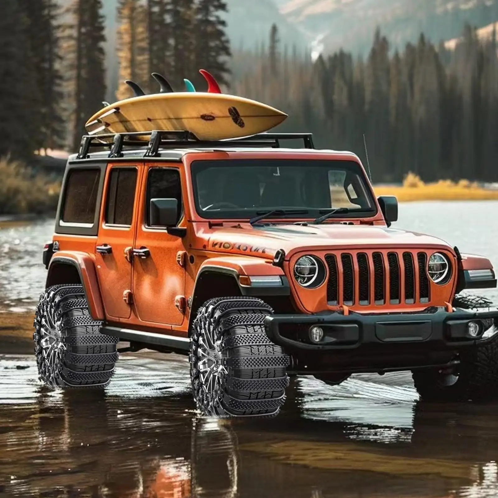 

Цепи для снежных шин, сверхмощный тяговый ремень, 5-компонентные автомобильные противоскользящие цепи для снежных шин для автомобиля, скутера, внедорожника, седана, грузовика