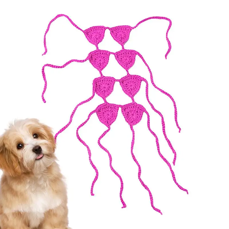 Pet Cosplay Costume Handmade Wool Dog Clothes With 8 Bras Handmade Wool Kitten Bikini Clothing Creative Dog Underwear Photo