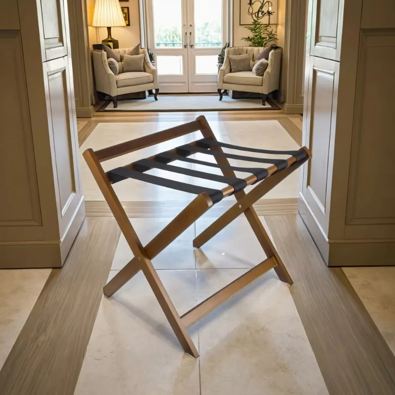 Patented Design Foshan Blossom Hotel Supplies for Hotel Room Luxury Wooden Luggage Rack