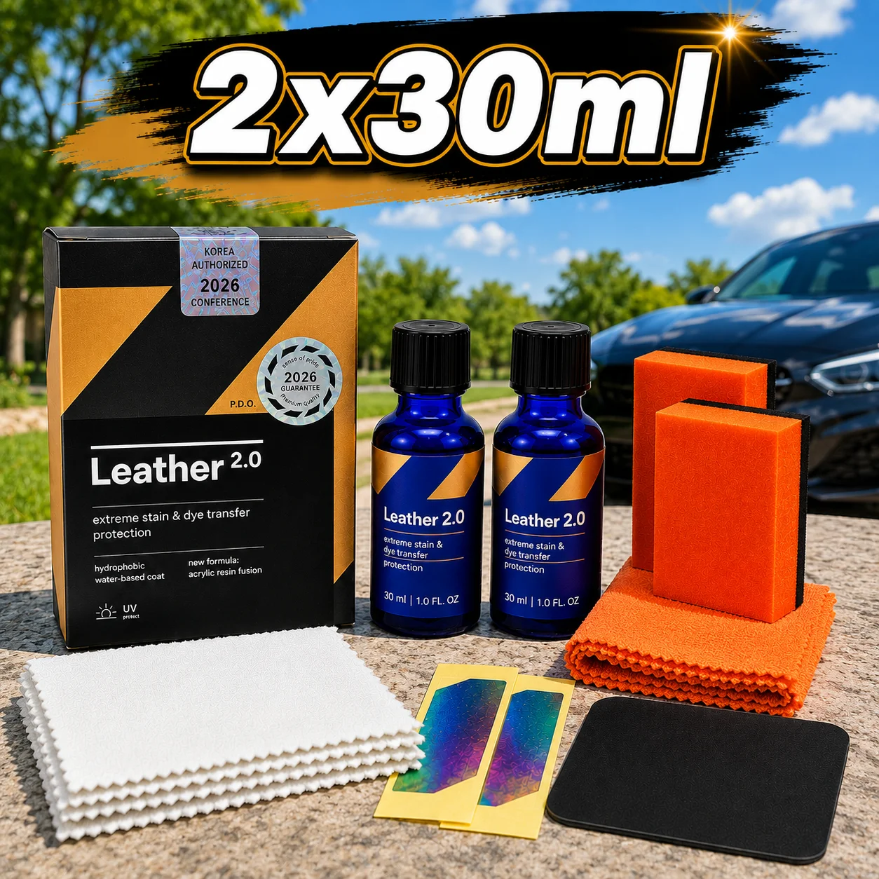CAR CQUARTZ Leather 2.0 Hydrophobic Oil Phobic Safe on Car Leather Resistance To UV Denim Dye Coloring Abrasion Stains