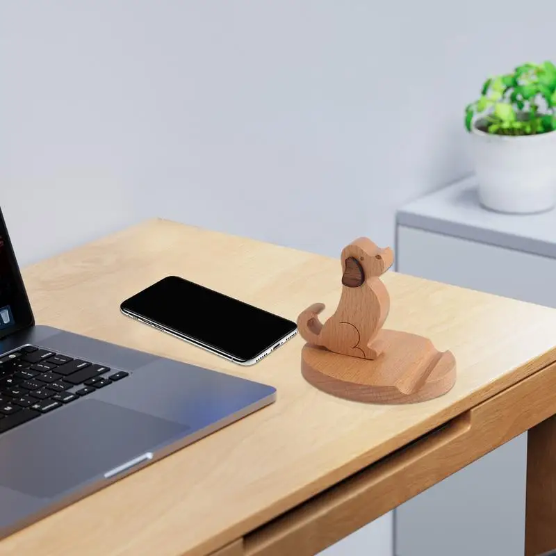 Mobile Phone Desktop Stand Animal Shape Cell Phone Bracket Support Cradle Wooden Electronic Device Holder For Home School Travel