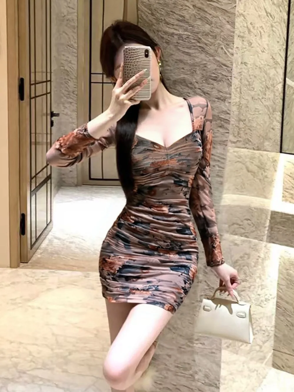 

Сексуальная ретро длинная юбка Sve Me Dr с высокой талией, облегающая плиссированная юбка для похудения, юбка с квадратным воротником, осень-зима, женское платье