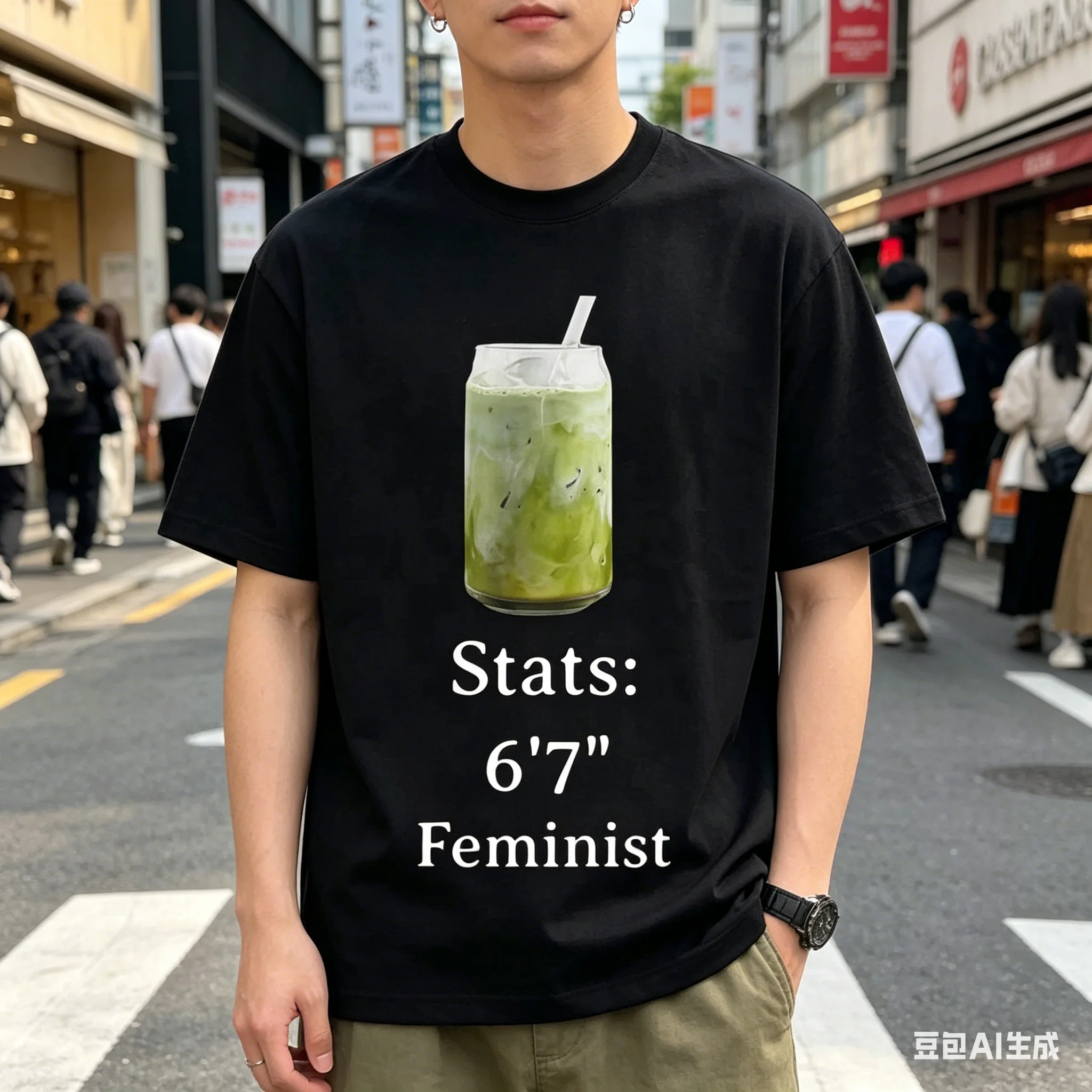 Funny Matcha 67 Meme Graphic T-shirt Statistics 6'7 