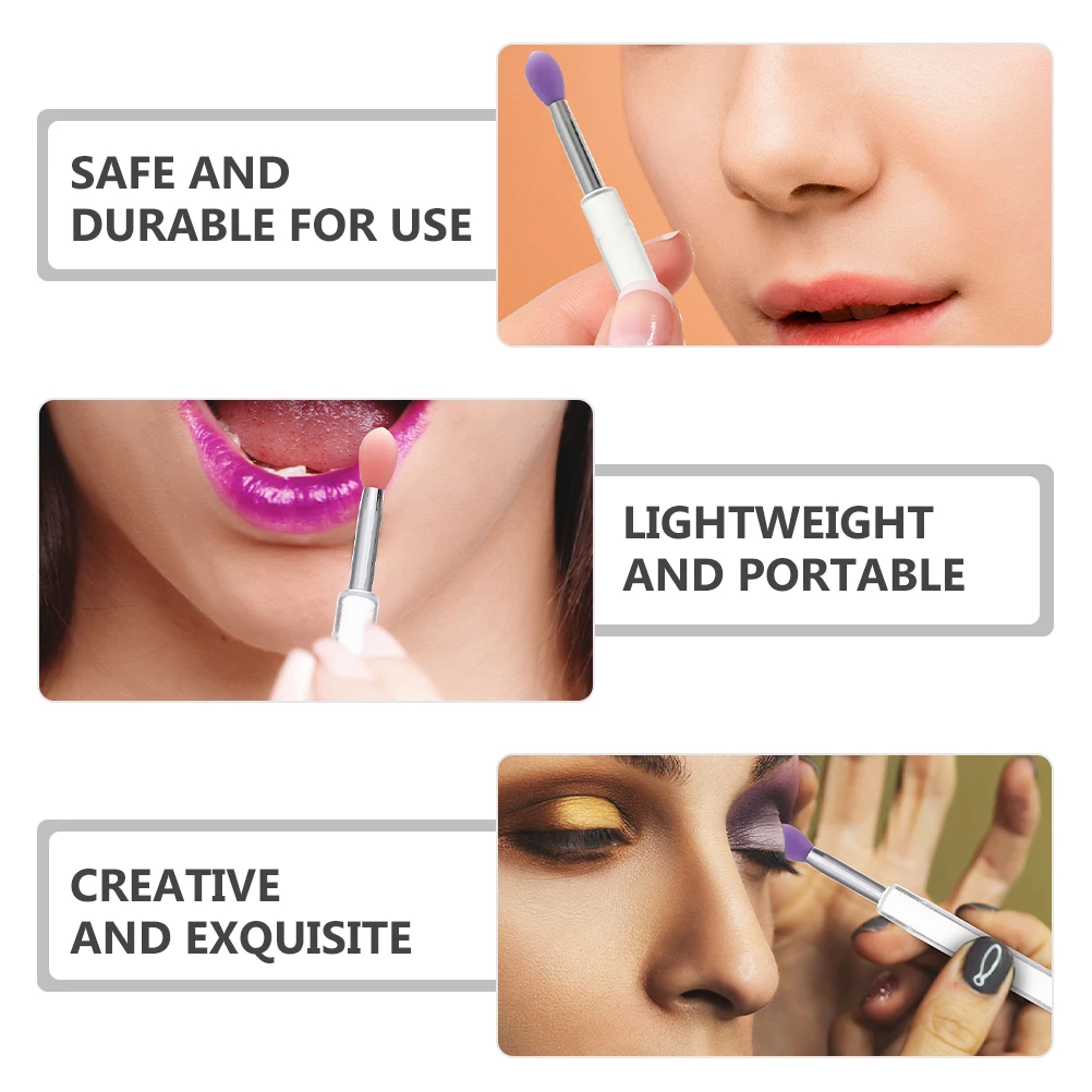 

6pcs Silicone Gloss Applicator Eyeshadow Mask Portable Eyeshadow Brush Compact Lip Mask Brush Professional Home Use