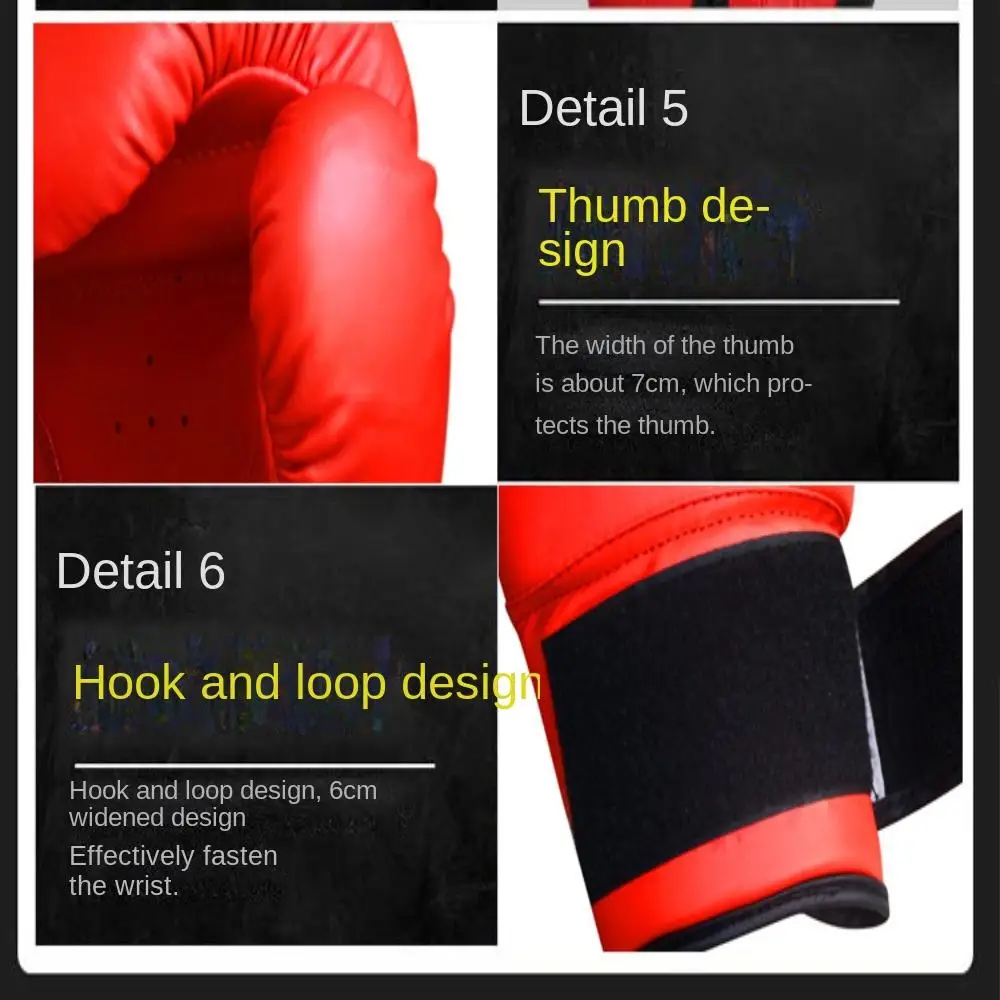 1 Paie of 8 oz 10 oz Boxing Gloves PU Leather Good Toughness Training Gloves Breathable Hole Integrated Inner Liner