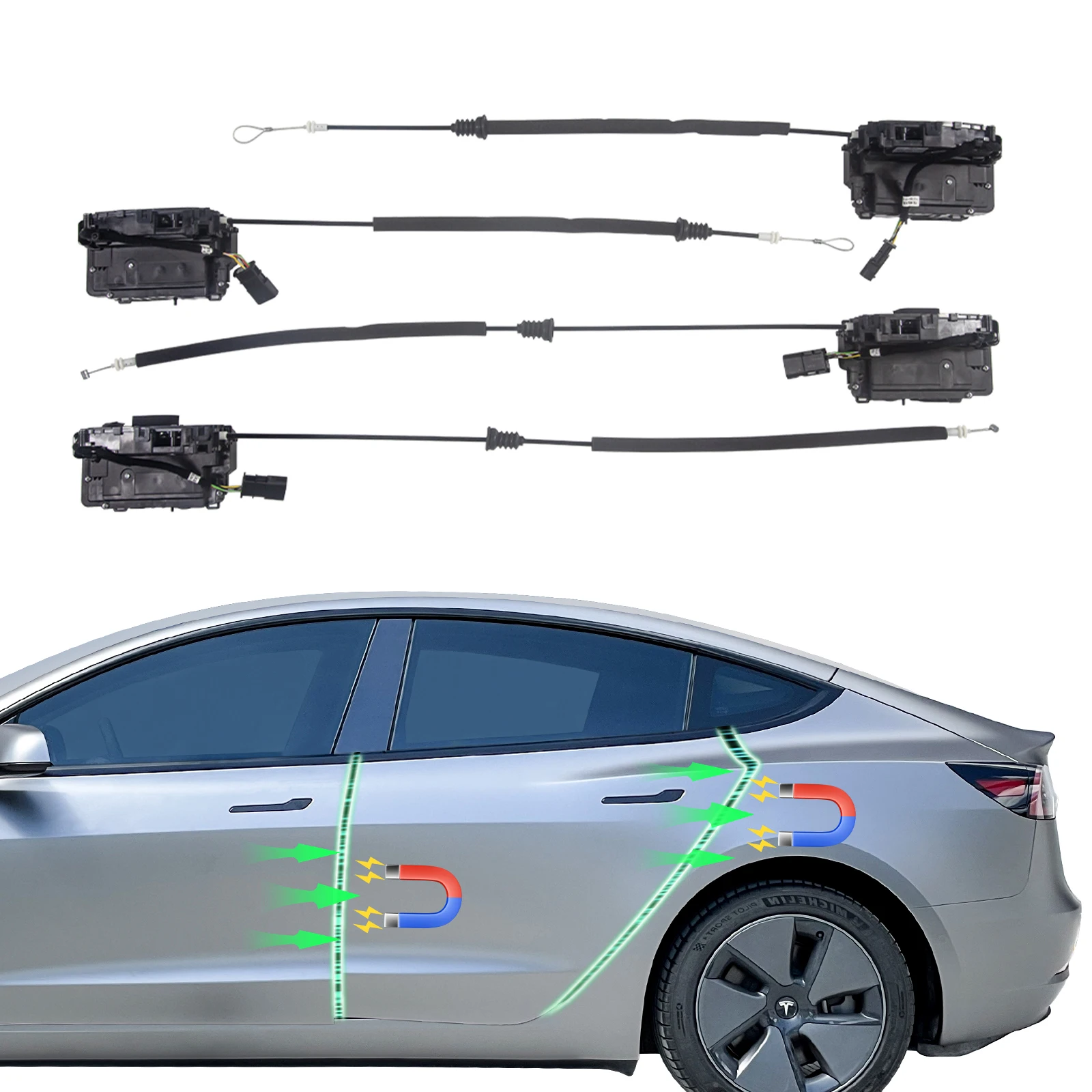 

Комплект Автоматического Мягкого Закрытия Дверей для Tesla Model 3/Y 2021-2025 - Анти-зажим с Электрическим Приводом и Защелкой