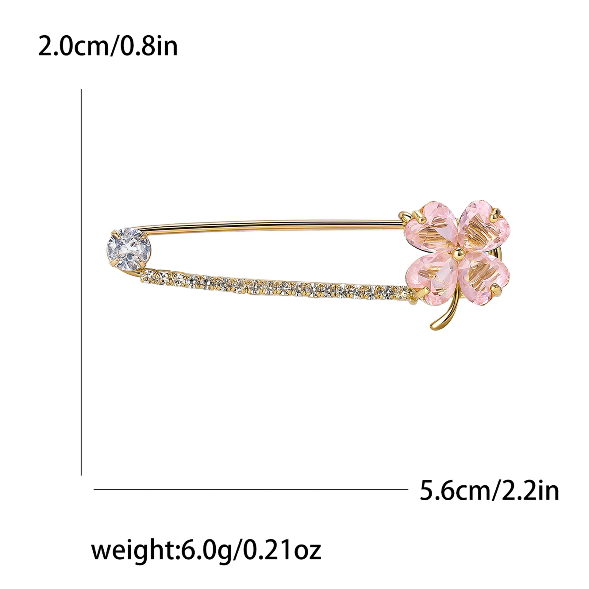 Shiny Rhinestone Four-leaf Clover Brooch Unisex Plant Pin in 6 Colors Optional Jewelry Accessories for Office Party Friends Gift