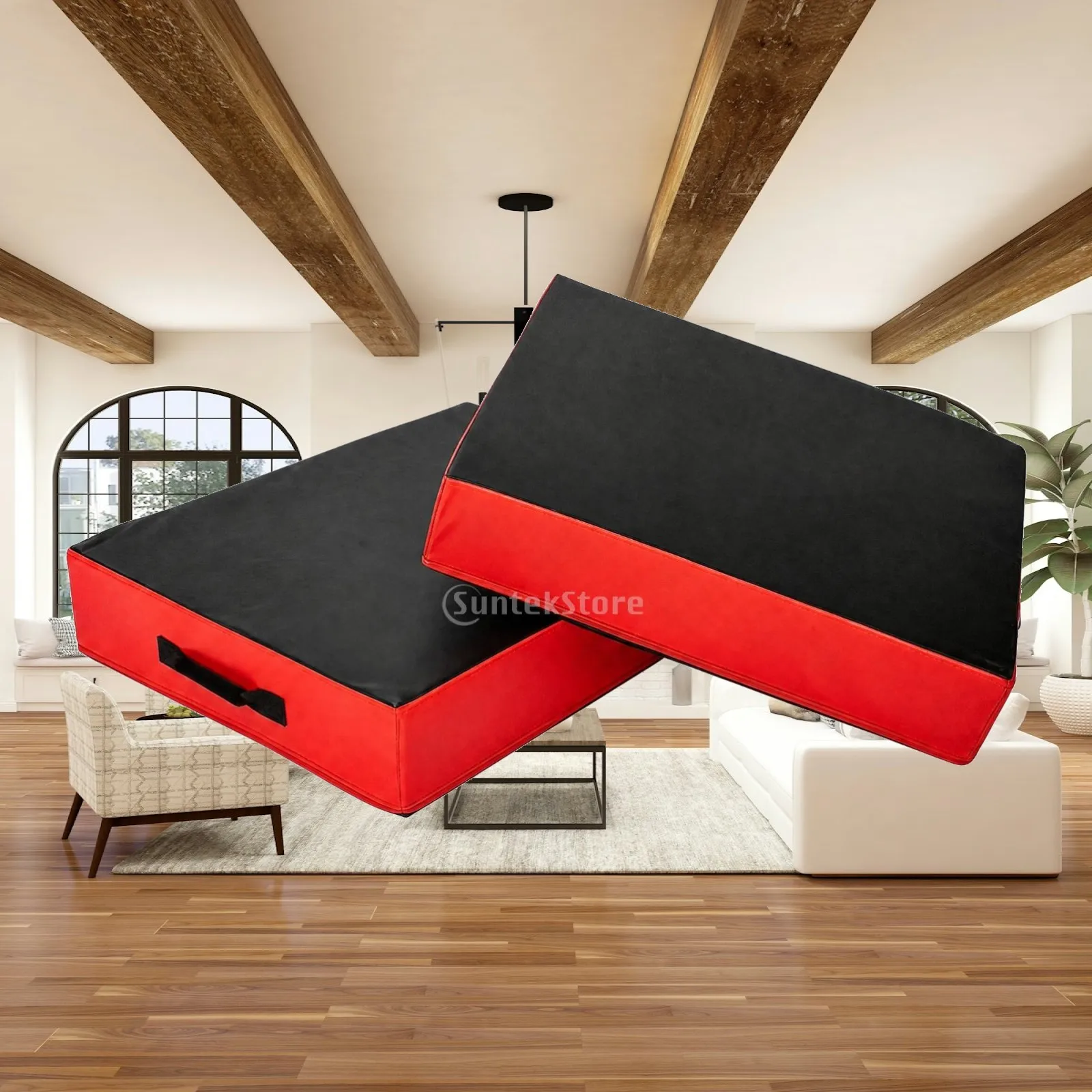 2-piece barbell impact protection mat, shock-absorbing barbell landing mat with