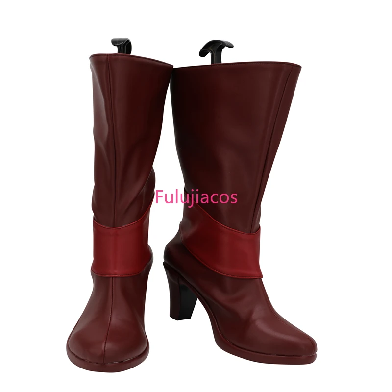 Fulujiacos Alastor Cosplay shoes Anime Cosplay Boots High Heel Leather Shoes Alastor Red Boots For Adult Men Male Custom Made