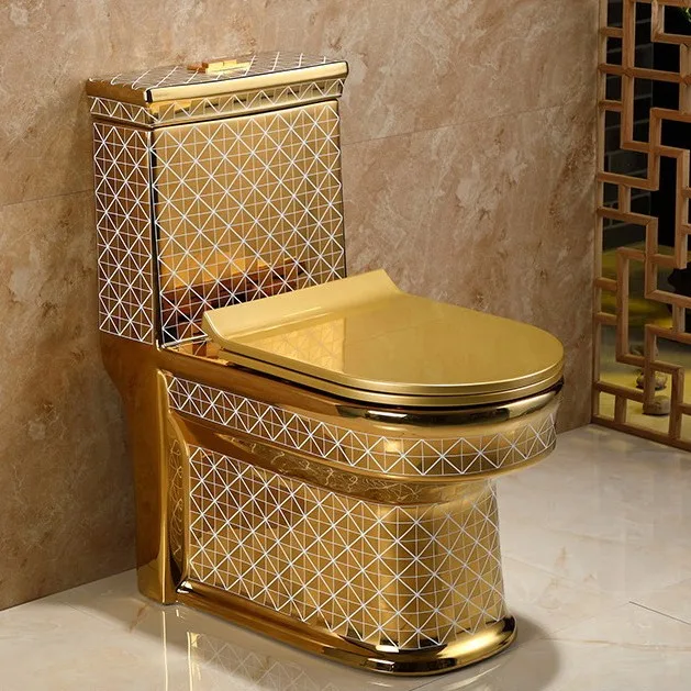

Top Sale Porcelain Floor Mounted Golden Color Luxury Water Closet Toilet Commode Bathroom Ceramic One Piece Toilet Bowl