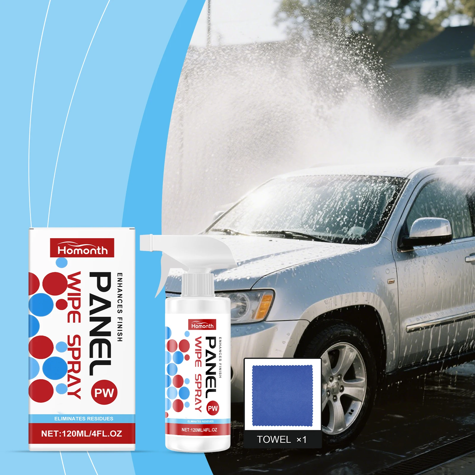 Car Cleaning Spray - For Cleaning Residues & Stains on Car Surfaces, Restoring Shine, Polishing and Maintaining the Vehicle