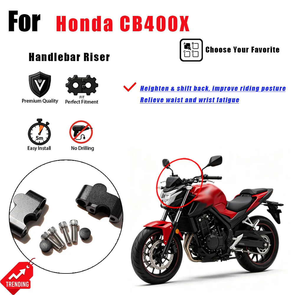 CNC Handlebar Riser Optimize Riding Posture Non-destructive Mod Accessories For Honda CB400X  Motorcycle Accesorios moto