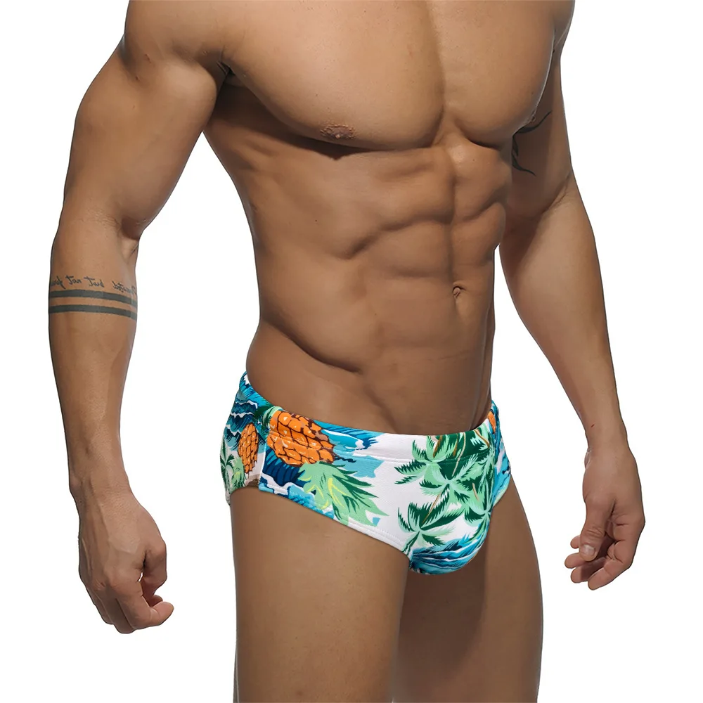 Coconut Tree Swimwear Men Swim Briefs Sexy Pouch Pad Bikini Swimsuit Young Man Swimming Suit Male Beach Surfing Bath Suit Wear