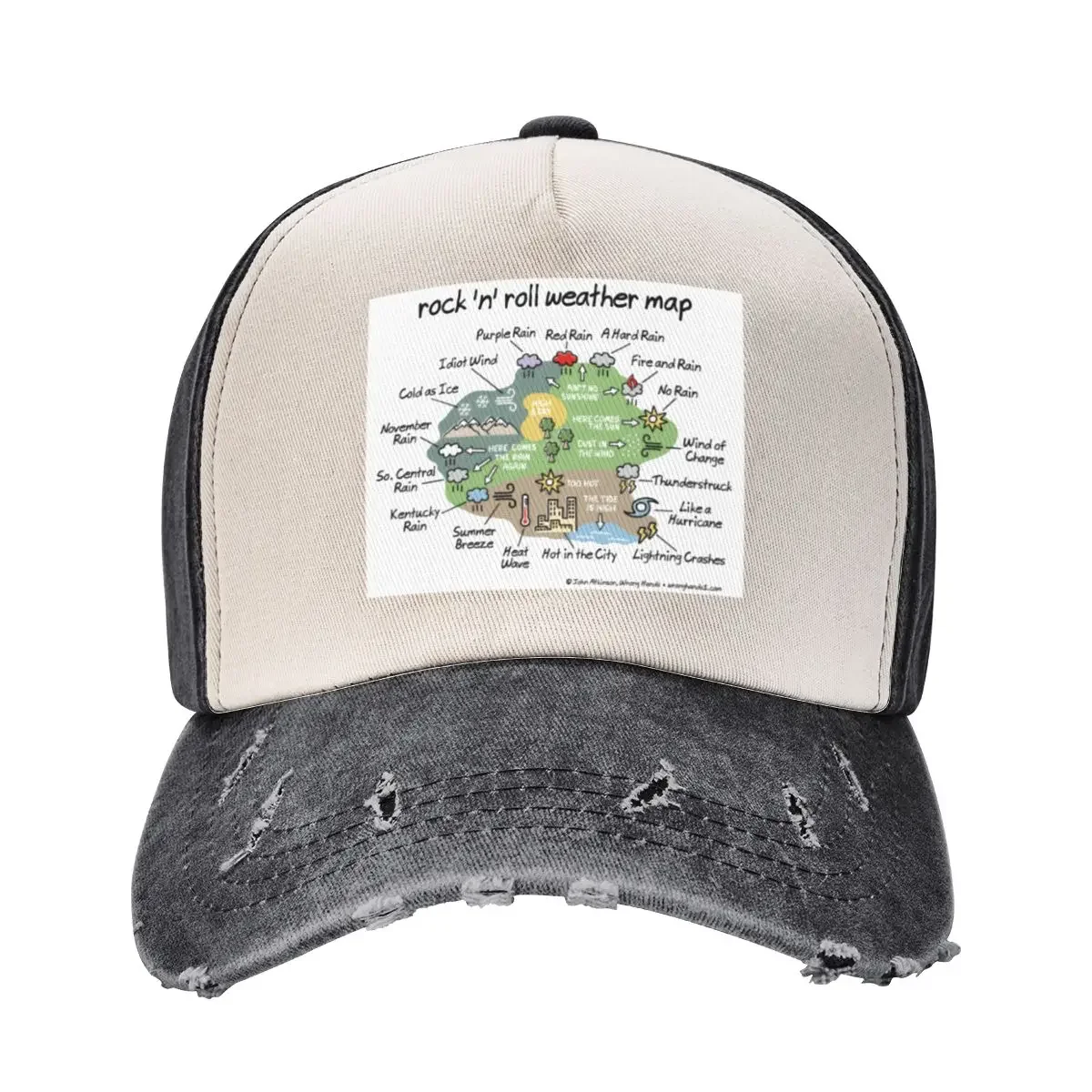 

rock 'n' roll weather map Baseball Cap Luxury Hat Anime fun hats Male hat Caps Women Men's