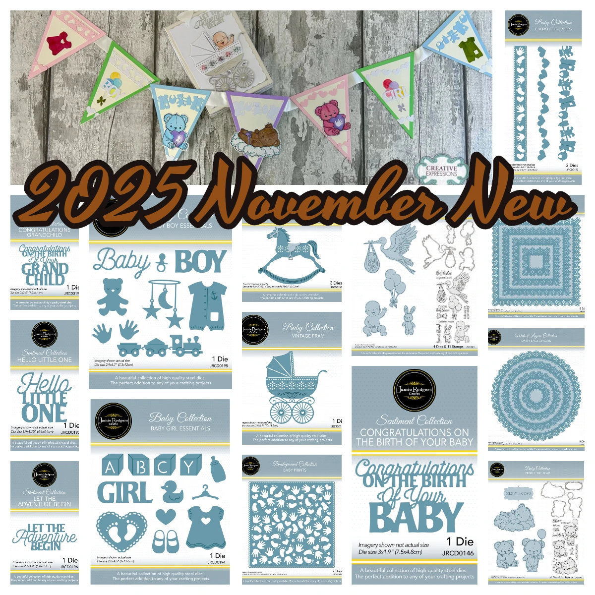

2025 New Metal Cutting Dies Baby Congratulations Grandchild Craft Die Daisy Lace Circles Dies Stamps Set DIY Scrapbooking Cards