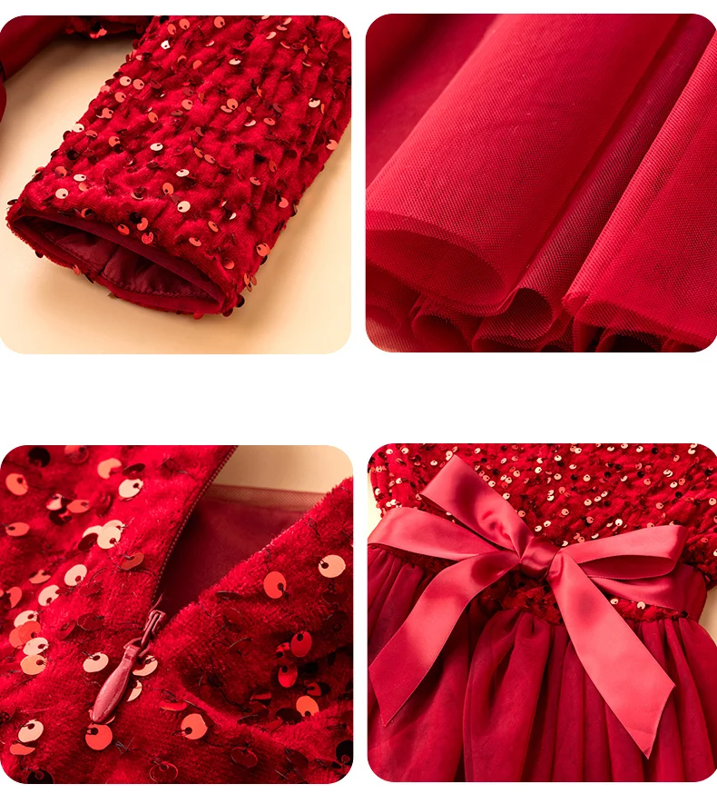 Elegantes Prinzessinnen-Geburtstagskleid für Mädchen, Kinder-Violin-Klavier-Auftrittskleid, Prinzessinnen-Festkleidung mit Pailletten – Detail 15