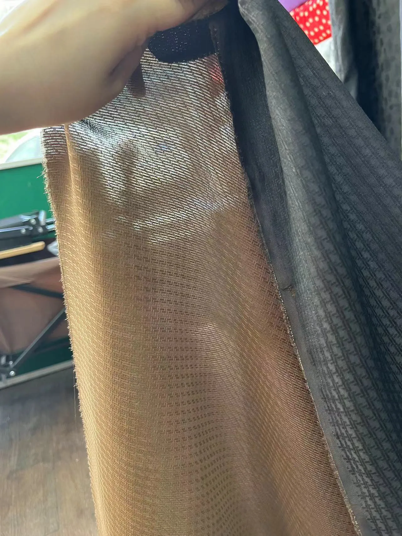 Gambiered Canton Gauze Texture Full Hole Flower Luo Xiangyun Yarn Fabric Black Monolayer Opaque Silk Silk Dress Fabric
