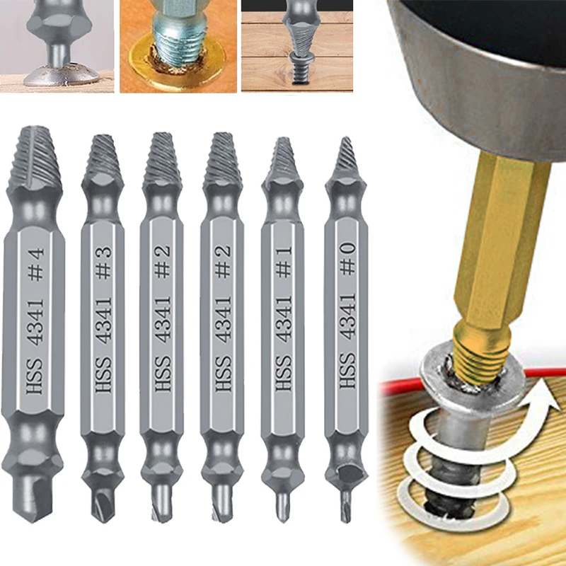 5Pcs Damaged Screw Extractor Drill Bit Set Stripped Broken Screw Bolt Extractor Remover Easily Take Out Demolition Tools