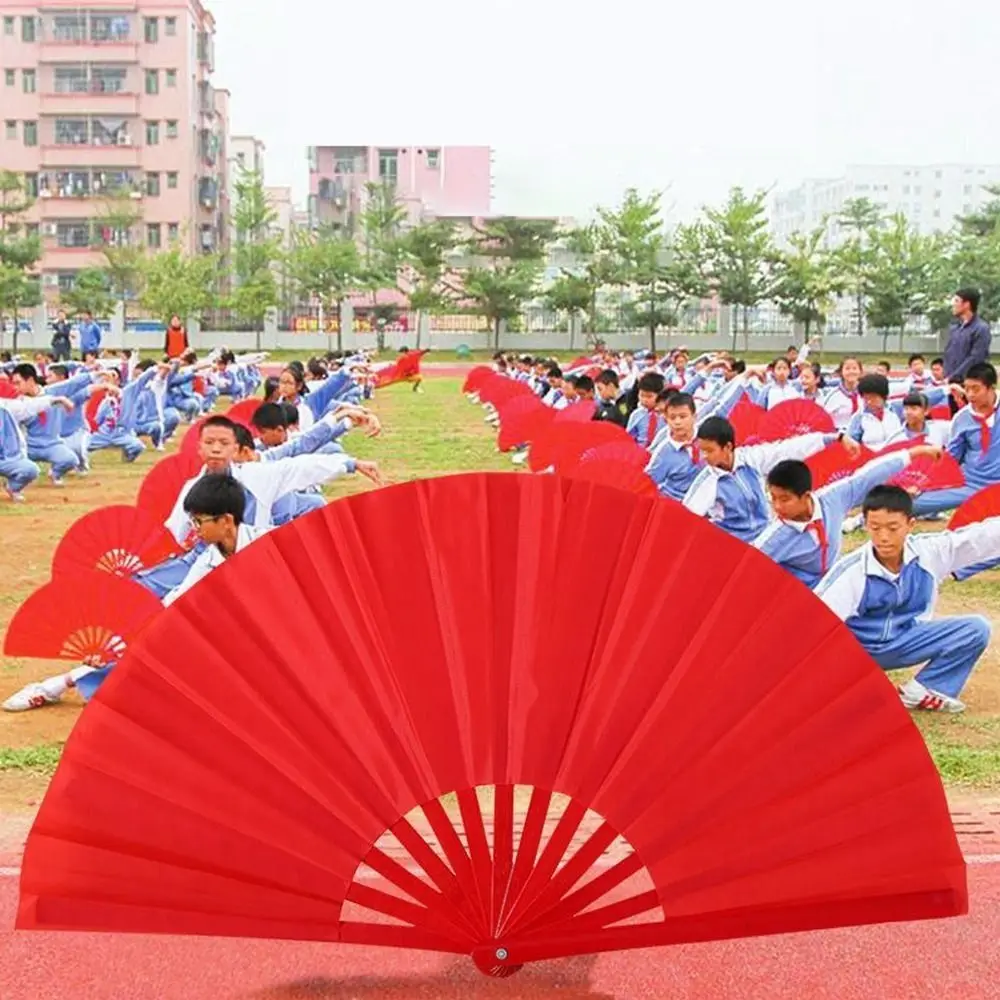 33cm Chinese Tai Chi Yoga Kung Fu Fan 10 Styles Chinoiserie Gift Dance Performance Fan Plastic Bone Hand Folding Stage Fan