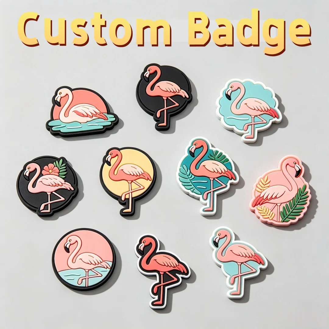 Personalized Lapel Pins Pink Flamingo Soft Enamel Pin Tropical Palm Leaf Sunset Backpack Clothes Decor Summer Beach Gift