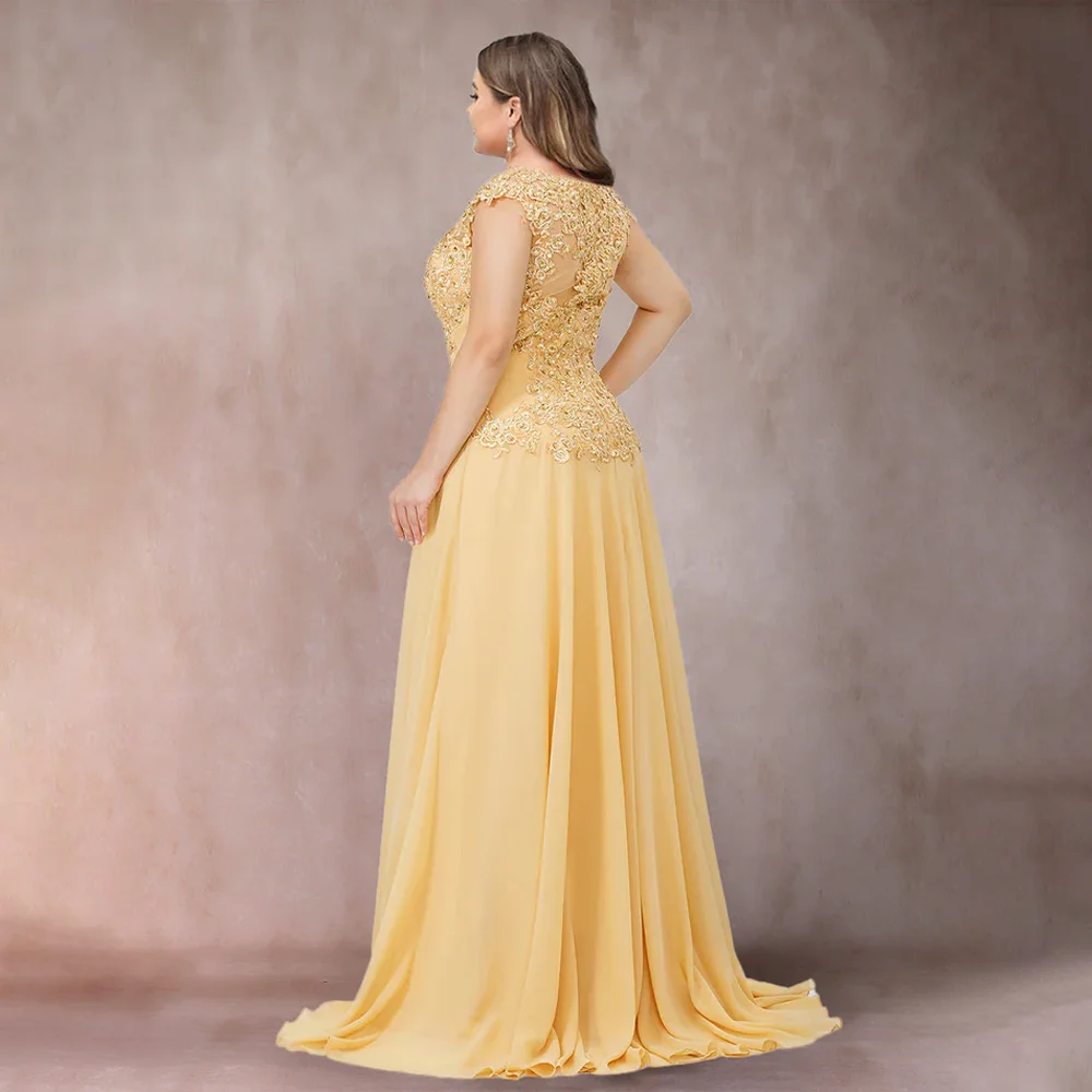 MANRUIXIN فستان أم العروس مخصص لحفلات الزفاف أنيق الوهم الرقبة مطرز يزين حجم كبير فستان الزفاف الضيوف #2