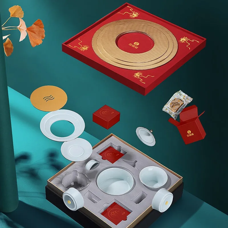 Mooncake Shadow Celadon Creative Temple Of Heaven Kung Fu Set, Mid-Autumn Business Gift Gaiwan Tea Utensils