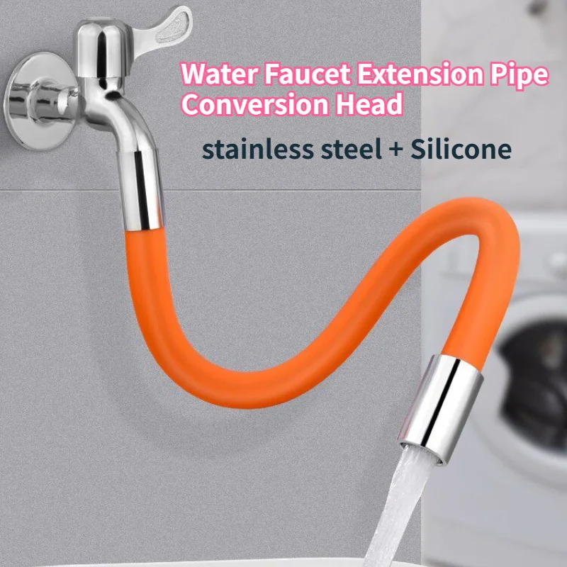 1pcs Water Faucet Extension Pipe, Silicone Universal Extended Water Pipe, 360° Rotating Flexible Anti-Splash Extension Pipe