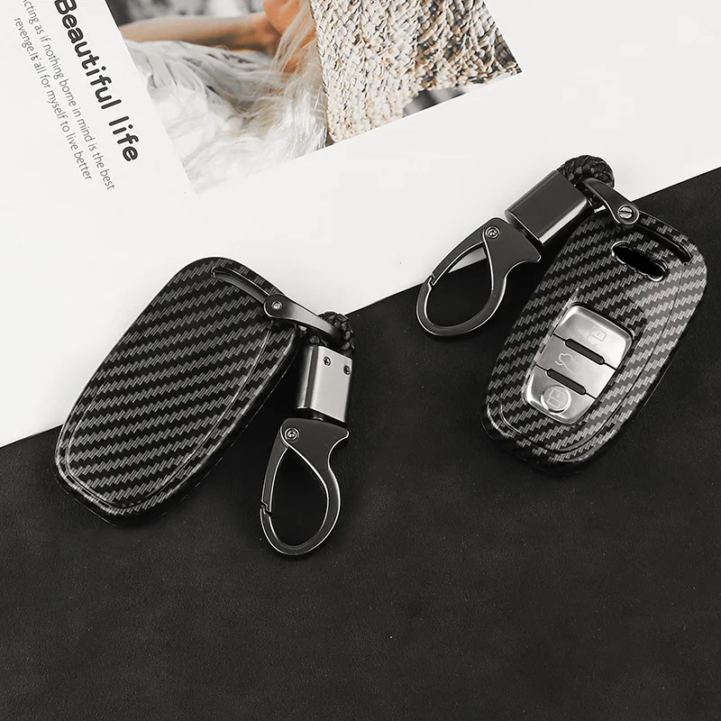 

Ceyes Auto Protection Key Covers Car Styling Case For Audi A6L A4L Q5 A3 A4 B6 B7 B8 Smart Carbon Fiber Grain Shell Accessories