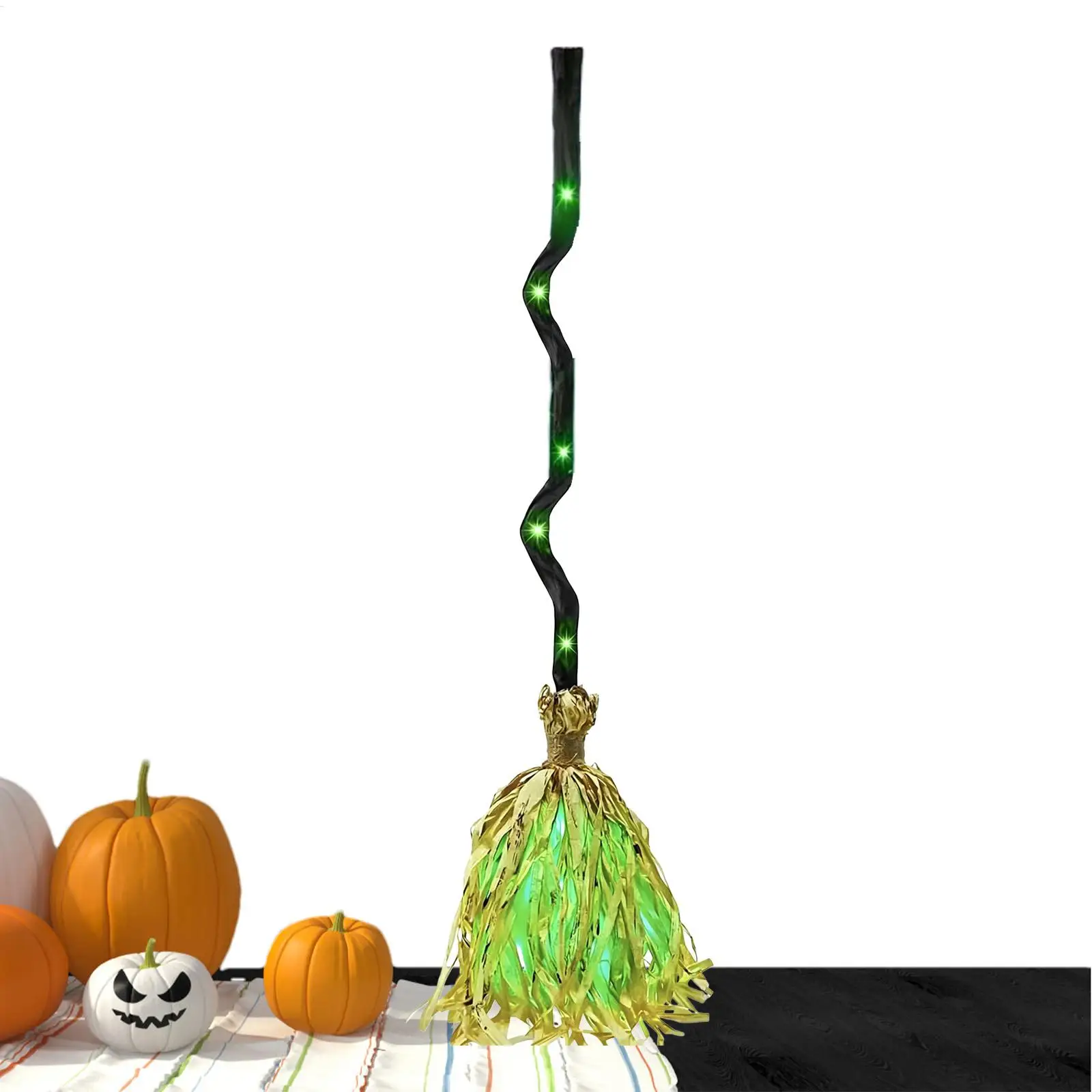 Halloween Glowing Witch Broom Dancing Witch Broom Moving Scene Prop with Laughter Sound Lighted Dancing Broom Fall Decor