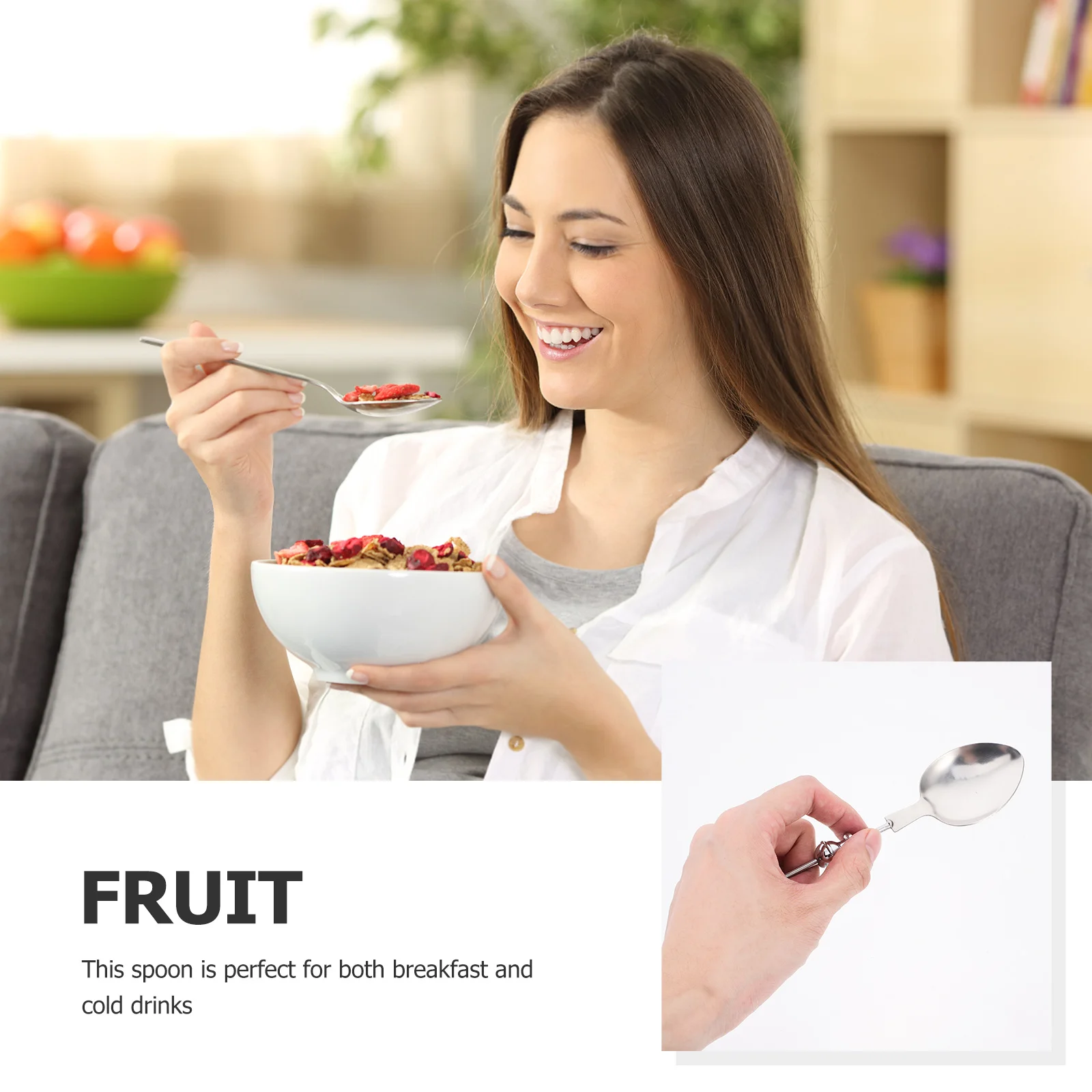 

Beadable Spoon Stainless Steel DIY Beadable Tea Spoon Sturdy Easy Clean Multifunctional Kitchen Tool Ice Cream Scoop