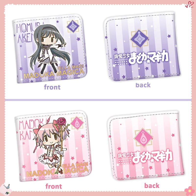 Puella Magi Madoka Magica Anime Wallet Kaname Madoka Akemi Homura Cute Cartoon Short PU Leather Bifold Purse Collectible Gift
